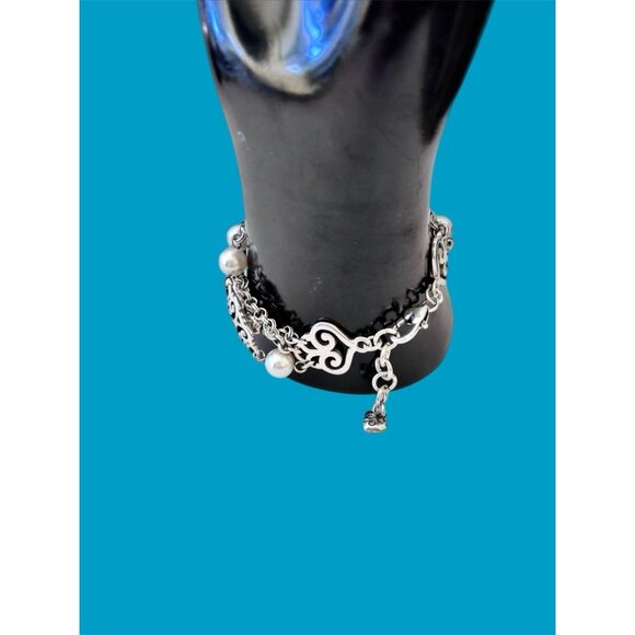 Brighton Geneva Pearl Triple Strand Link Bracelet with Faux Pearls - Picture 5 of 6